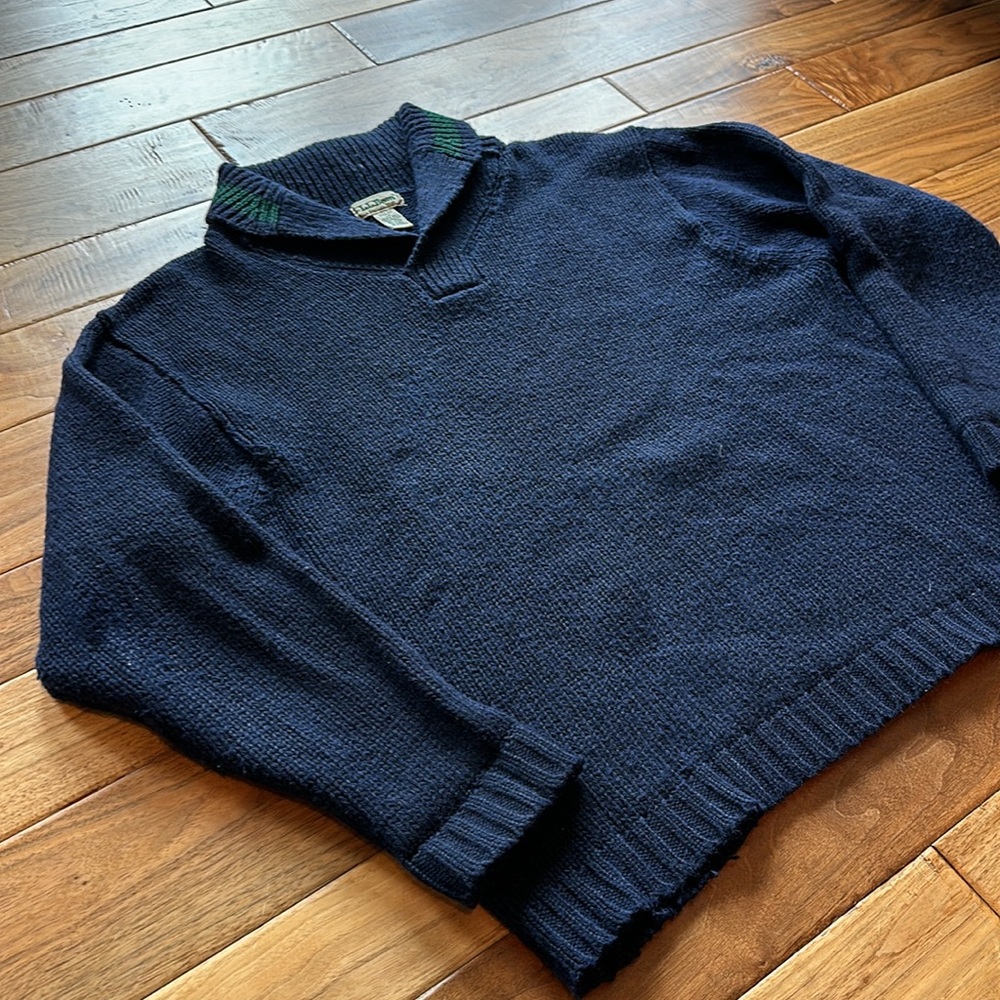 Vtg LL Bean shawl collar collegiate sweater - Picture 4 of 4